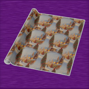 Chintzy Village Christmas Tree Snow Globe Muster Geschenkpapier