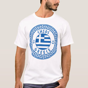 Chios Und Griechenland-Flagge Herren Weiß T-Shirt