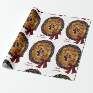 Chiow Chow-Chow WeihnachtsKranz Geschenkpapier
