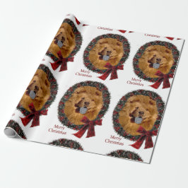 Chiow Chow Christmas Wreath Geschenkpapier