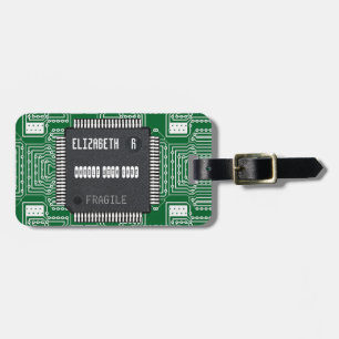 Chip auf der gedruckten Leiterplatte mit Ihrem Nam Gepäckanhänger