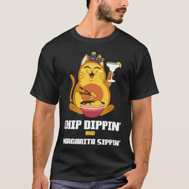 Chip Dippin Margarita Sippin Cat Alcohol Cocktail  T-Shirt (Vorderseite)