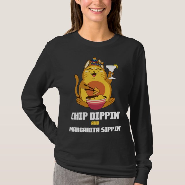 Chip Dippin Margarita Sippin Cat Alcohol Cocktail  T-Shirt (Vorderseite)