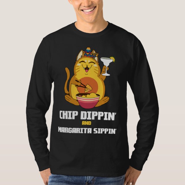 Chip Dippin Margarita Sippin Cat Alcohol Cocktail  T-Shirt (Vorderseite)