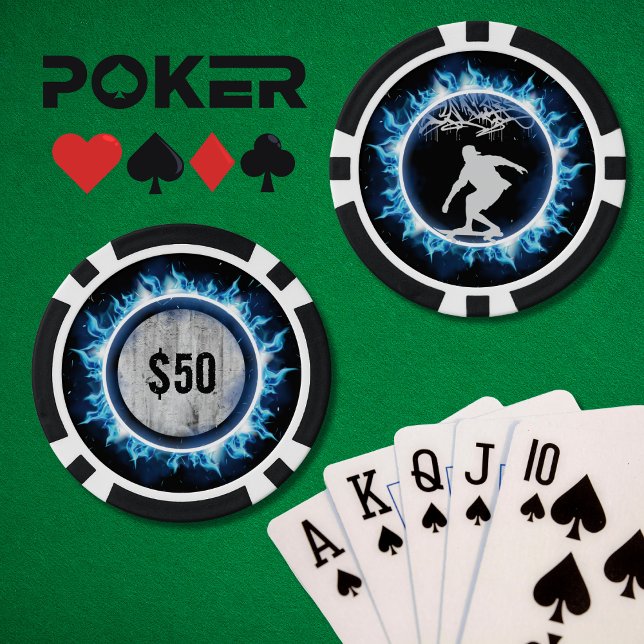 Chip für Electric Blue Skater Game Poker (Electric Blue Skater Game Chip)