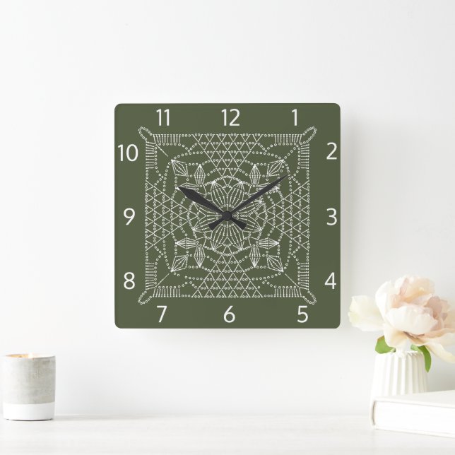 Chip Green Crochet Chart Square Wall Uhr (Zuhause)