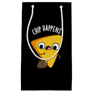 Chip Happens Funny Gekackt Pun Dark BG Kleine Geschenktüte