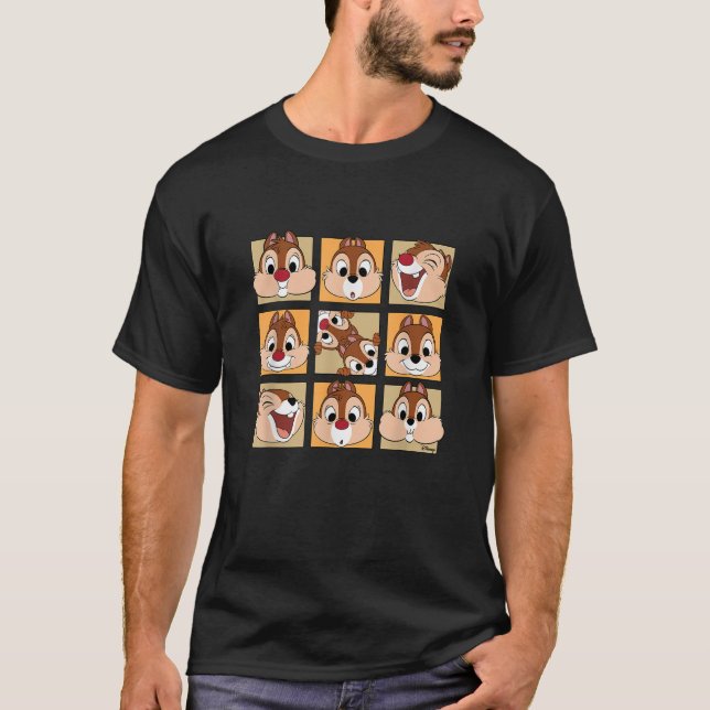 Chip N Dale Rescue Rangers Chip Dale Face Grid T-Shirt (Vorderseite)