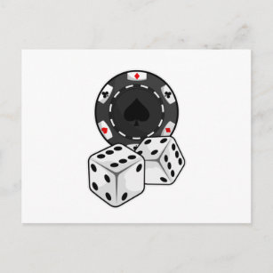 Chip & Würfel für Poker Postkarte
