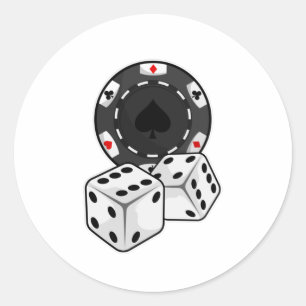 Chip & Würfel für Poker Runder Aufkleber