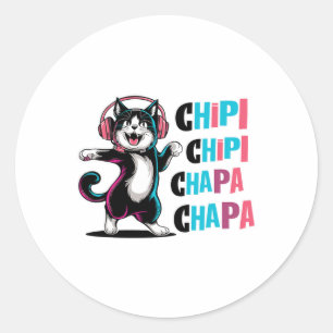 Chipi Chapa Chapa Dancing Cartoon Cat Runder Aufkleber