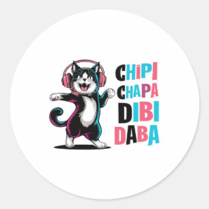 Chipi Chapa Dibi Daba Cat Dancing Cartoon Runder Aufkleber