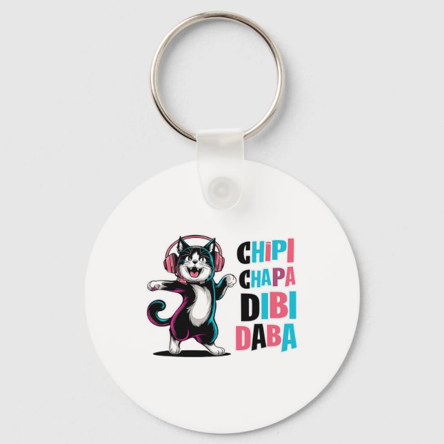 Chipi Chapa Dibi Daba Cat Dancing Cartoon Schlüsselanhänger (Vorderseite)