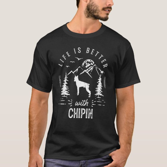 Chipin Life Better Mama Vater Dog T-Shirt (Vorderseite)