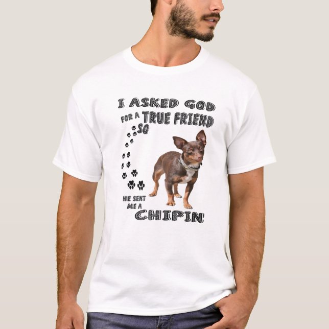 Chipin Quote Mom Minchi Dad Print, Min Pin Chihuah T-Shirt (Vorderseite)