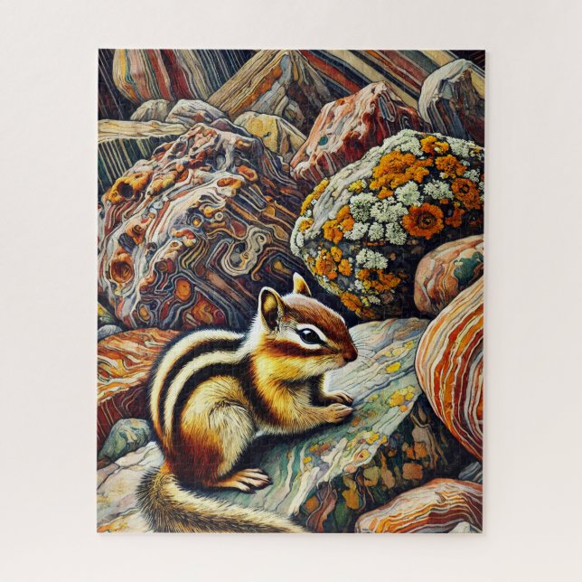 Chipmunk auf dem Rocks 500 Piece Puzzle (Vertikal)