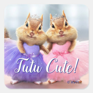 Chipmunk Ballerina Duo Quadratischer Aufkleber