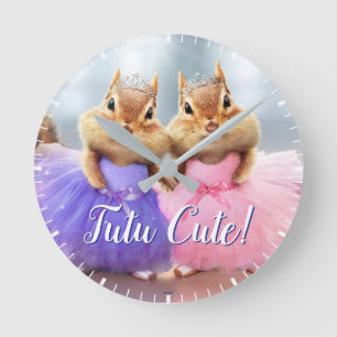 Chipmunk Ballerina Duo Runde Wanduhr