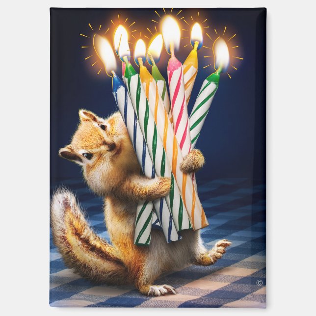 Chipmunk Birthday Candles Magnet (Vorderseite)