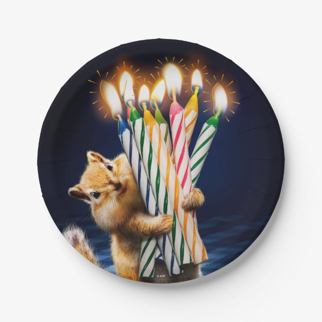 Chipmunk Birthday Candles Pappteller (Vorderseite)