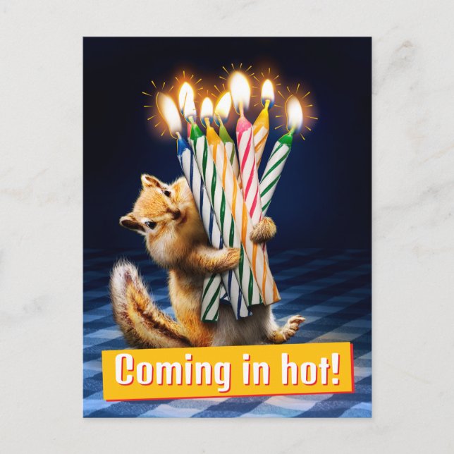 Chipmunk Birthday Candles Postkarte (Vorderseite)