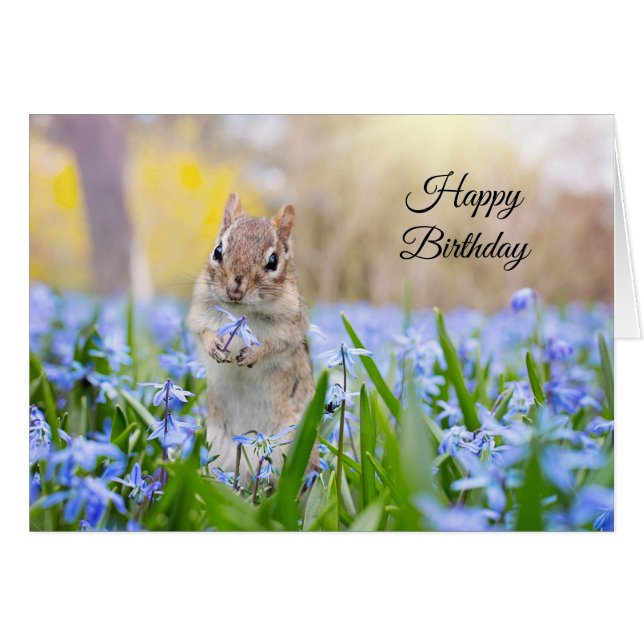 Chipmunk Birthday Card (Vorderseite (Horizontal))