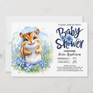 Chipmunk Blue Boy Baby Shower Einladung