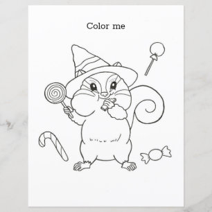 Chipmunk-Halloween-Farbseiten und Maze-Sheet