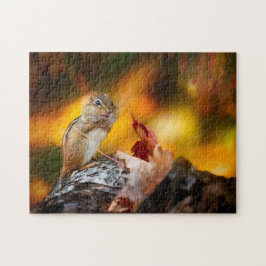 Chipmunk Herbst Essen für den langen Winter Puzzle