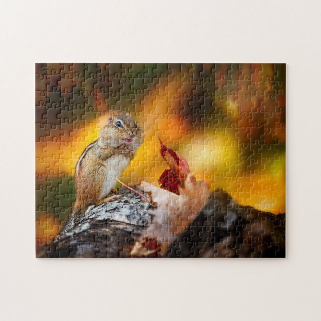 Chipmunk Herbst Essen für den langen Winter Puzzle (Horizontal)