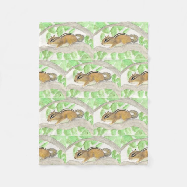 Chipmunk im Apple Tree Fleecedecke (Vorderseite)