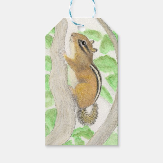 Chipmunk im Apple Tree Geschenkanhänger (Vorderseite)