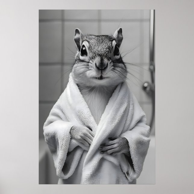 Chipmunk in Bathrobe Print, Funny Bathroom Wall Poster (Vorne)