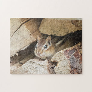 Chipmunk in einem Holzstapel Puzzle
