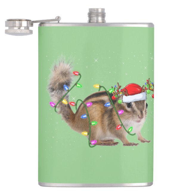 Chipmunk Lover Xmas Lighting Santa Chipmunk Xmas Flachmann (Geöffnet)