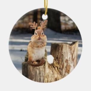 Chipmunk mit den Geweihen! Keramik Ornament