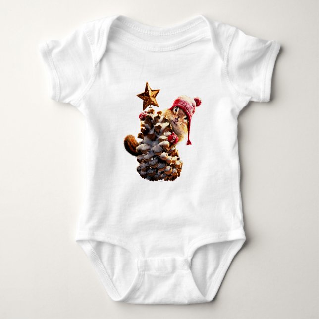 Chipmunk mit Kiefernkronenbaum Baby Strampler (Vorderseite)