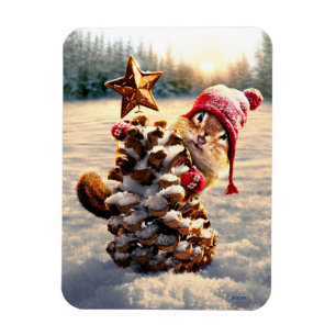 Chipmunk mit Kiefernkronenbaum Magnet