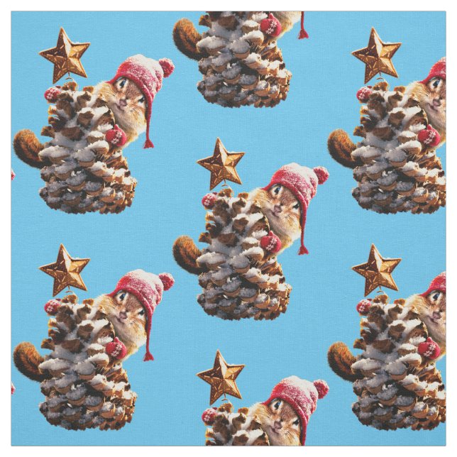 Chipmunk mit Kiefernkronenbaum Stoff (Muster)