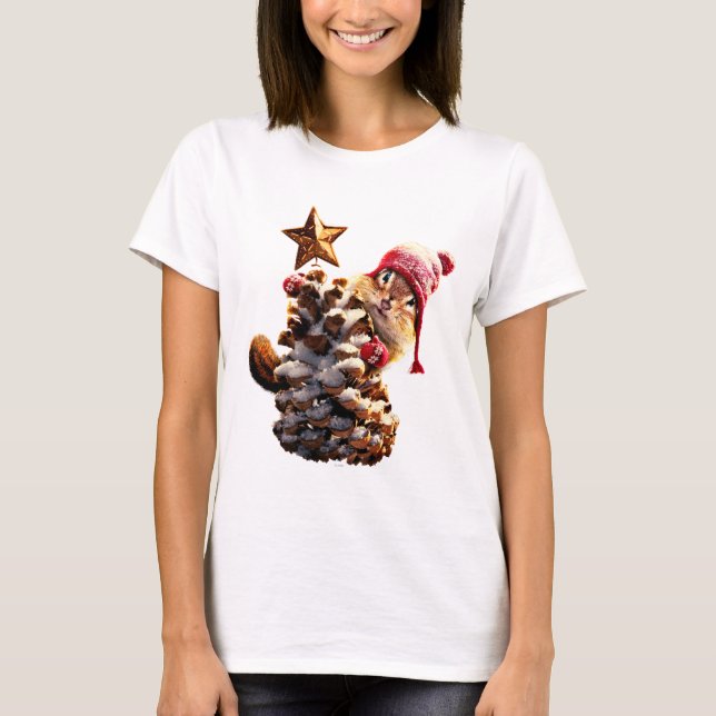 Chipmunk mit Kiefernkronenbaum T-Shirt (Vorderseite)