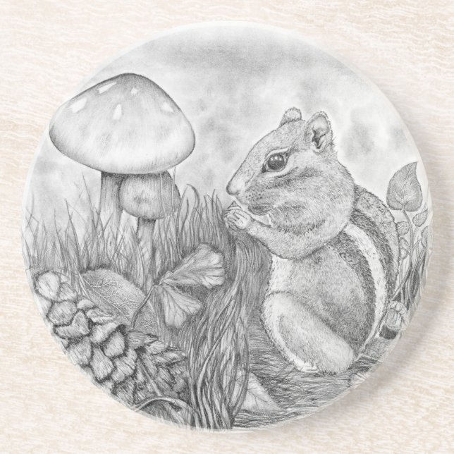 Chipmunk Nibbling Getränkeuntersetzer (Vorne)