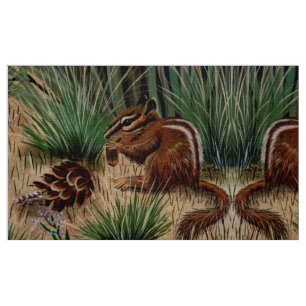 Chipmunk Pine Cone Fabric Stoff
