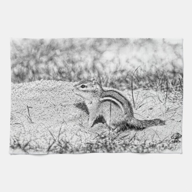 Chipmunk Sketch Geschirrtuch (Horizontal)