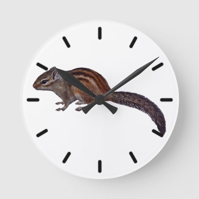Chipmunk-Uhr (Farbe auswählen) Runde Wanduhr (Vorderseite)