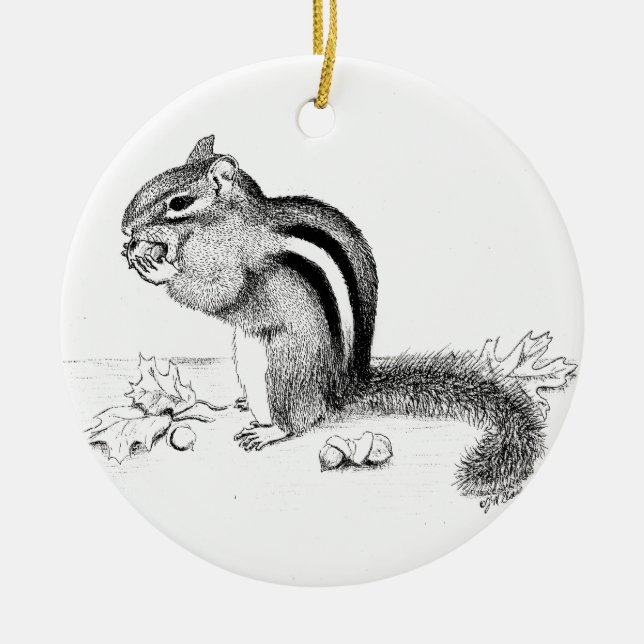 Chipmunk und Acorns Keramik Ornament (Vorne)