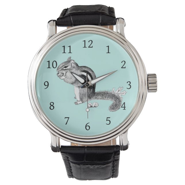 Chipmunk und Acorns Wrist Watch Armbanduhr (Vorderseite)