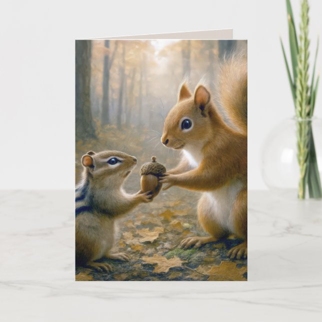 Chipmunk und Eichhörnchen Vielen Dank Karte (Vorderseite)
