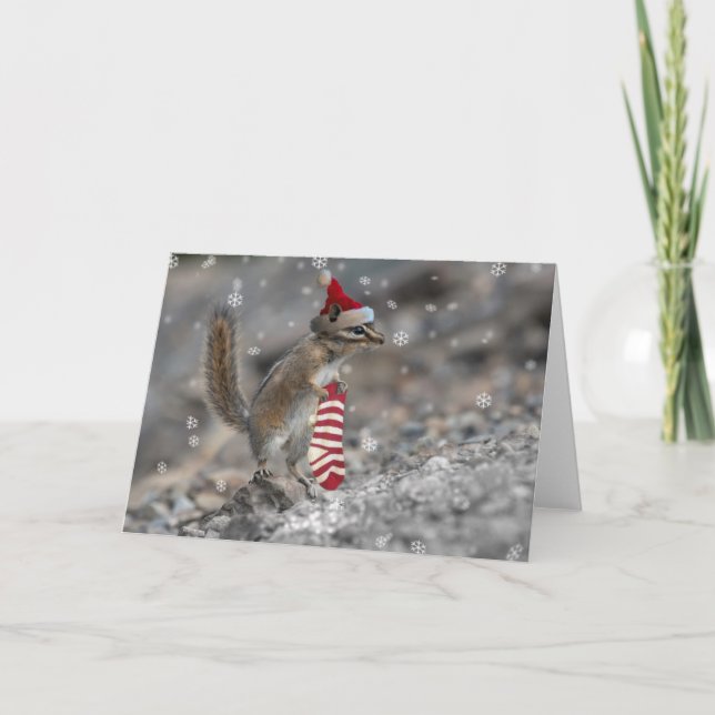 Chipmunk-Weihnachten Feiertagskarte (Vorderseite)