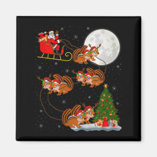 Chipmunk Weihnachtsmann Schlitten Fliegend Lustig  Magnet