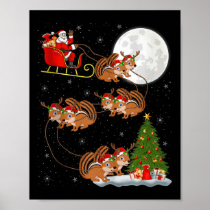 Chipmunk Weihnachtsmann Schlitten Fliegender Lusti Poster